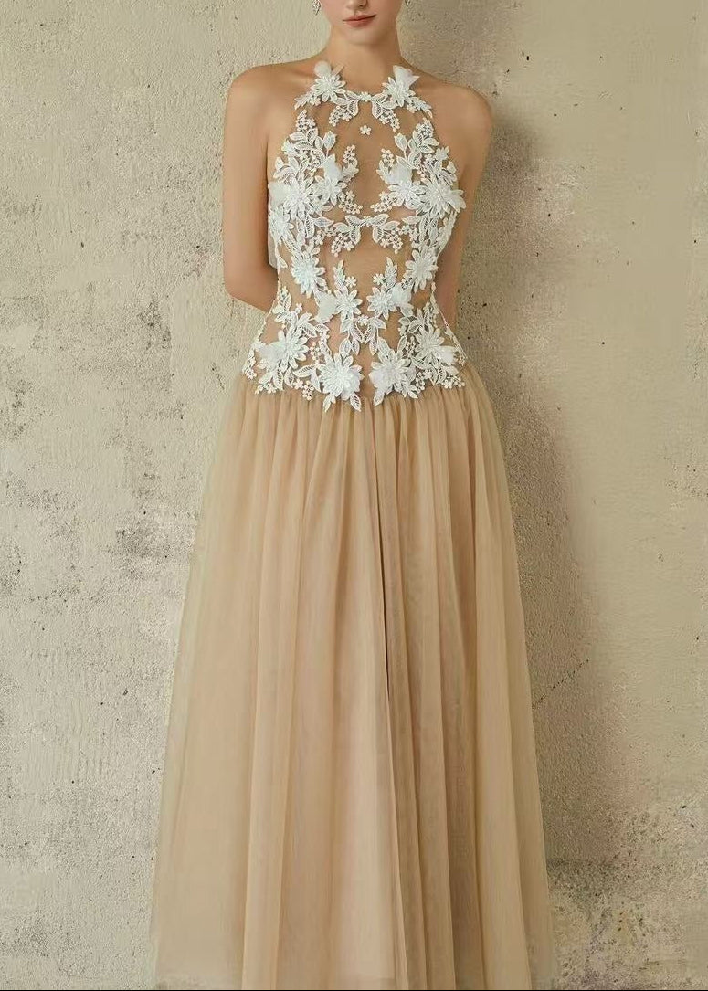 Firmin Sleeveless Flower Mesh Maxi Dress