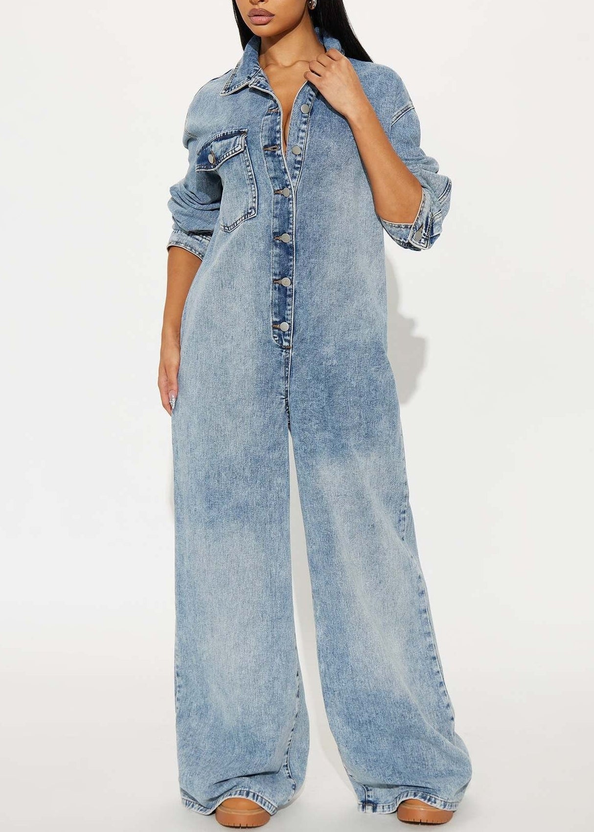 Inken Button Denim Jumpsuit