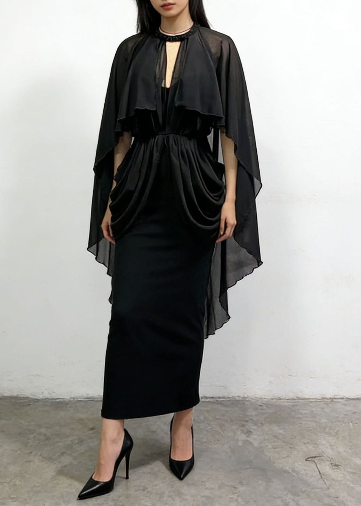 Firuza Draped Shawl Maxi Dress