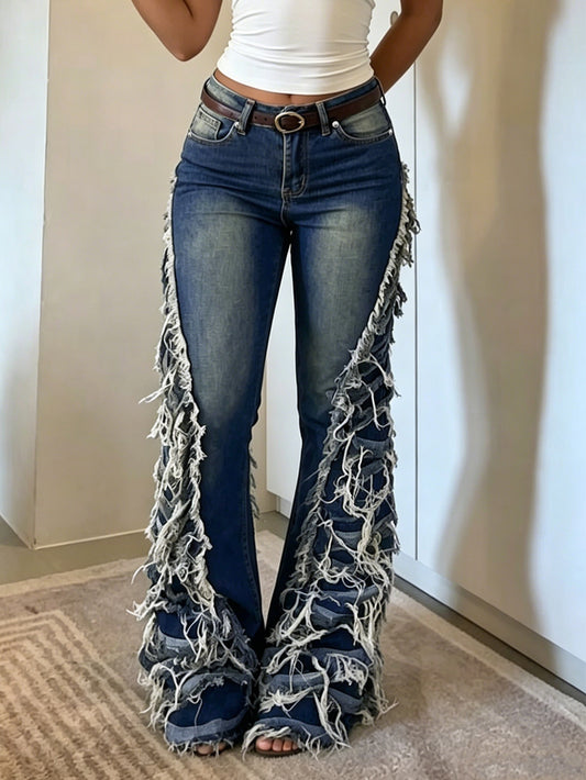 Gieta Ripped Fringe Jeans