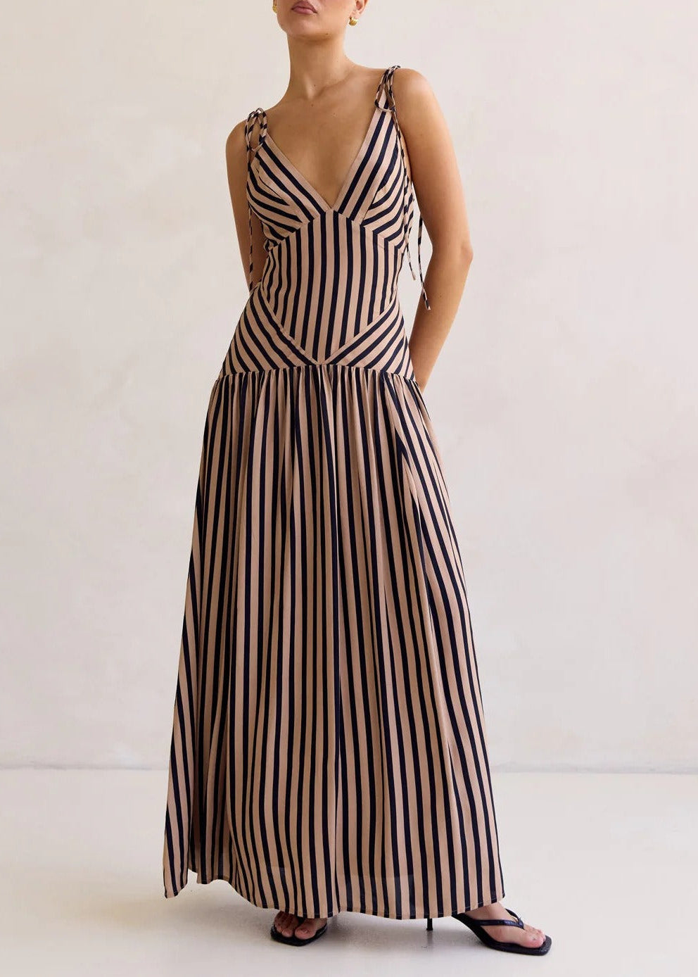 Filimena V Neck Stripe Maxi Dress