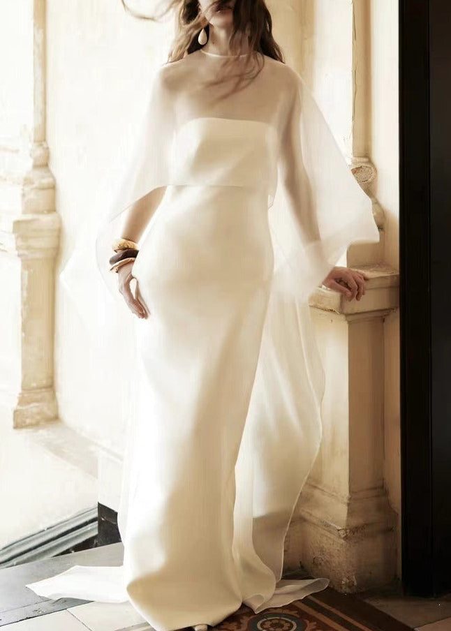 Henrietta Split Shawl Satin Maxi Dress
