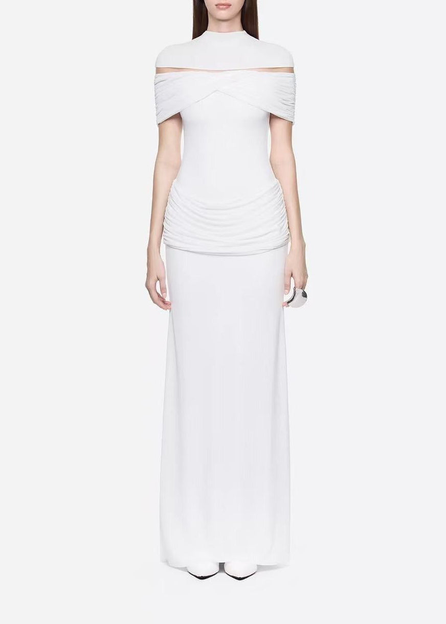 Ferreolus Ruch Mesh Maxi Dress In White