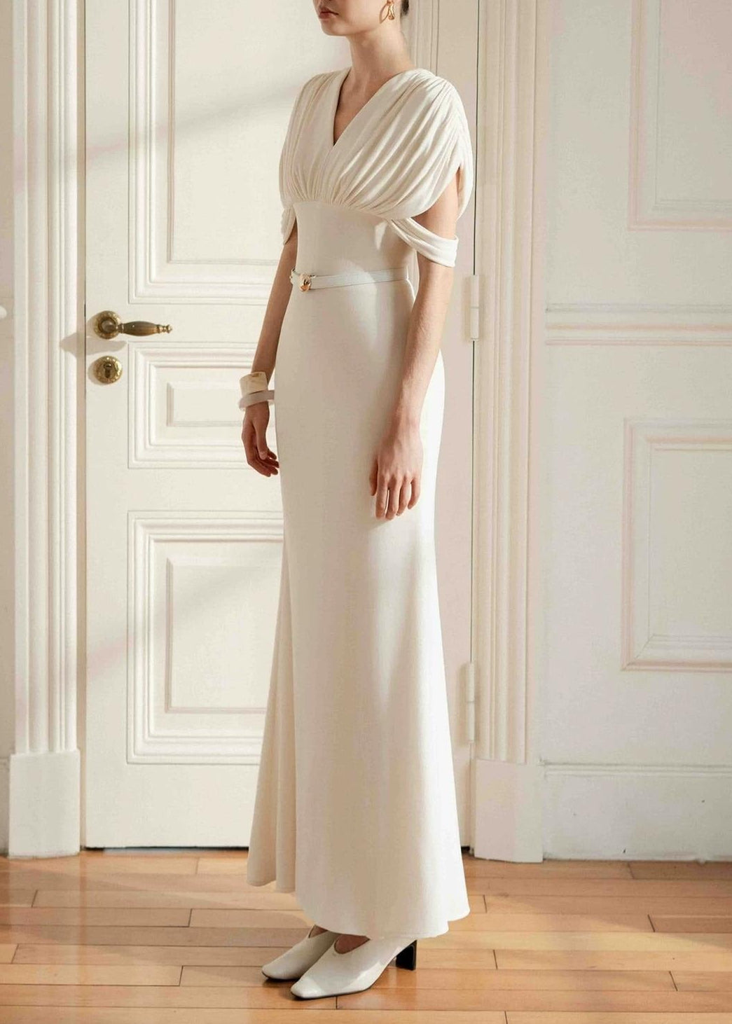 Iounia V Neck Belt Maxi Dress
