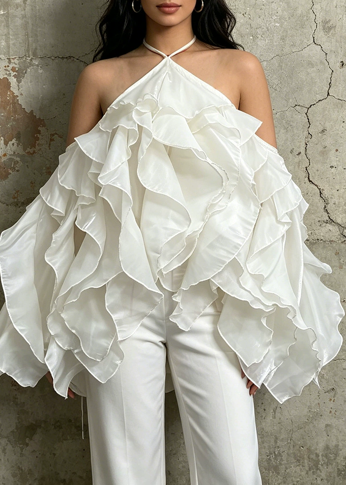 Israa Halter Neck Ruffle Top