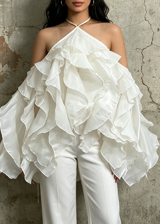 Israa Halter Neck Ruffle Top