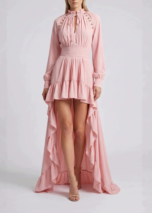 Kaldi Ruffle High Low Maxi Dress