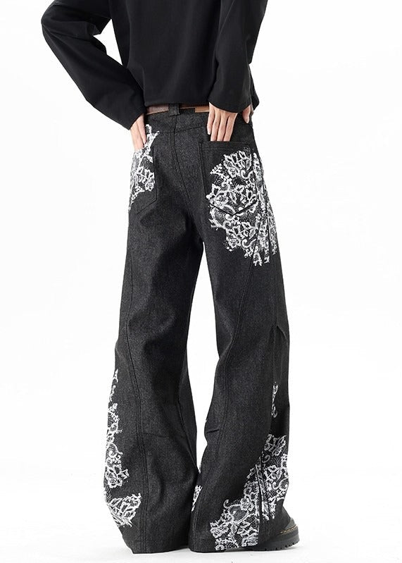 Ferdo Deconstruct Lace Barrel Jeans