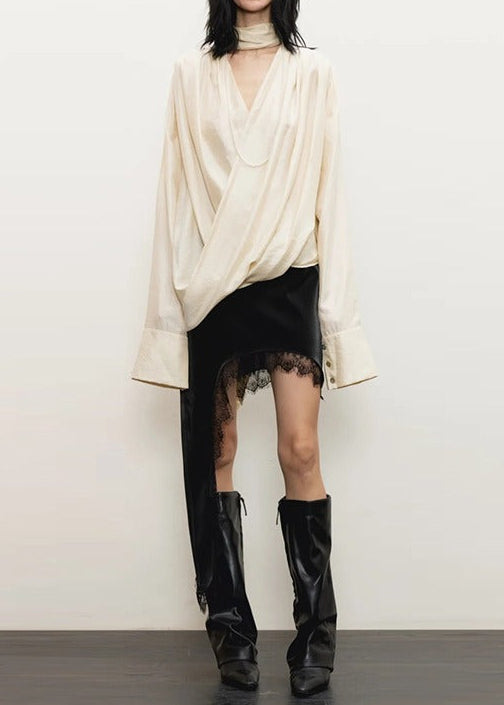 Filippos Draped Lace Skirt Set