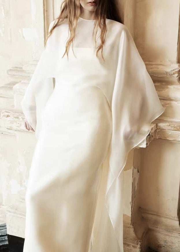 Henrietta Split Shawl Satin Maxi Dress