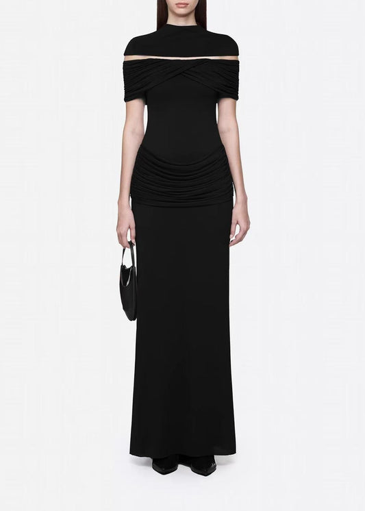 Ferreolus Ruch Mesh Maxi Dress In Black