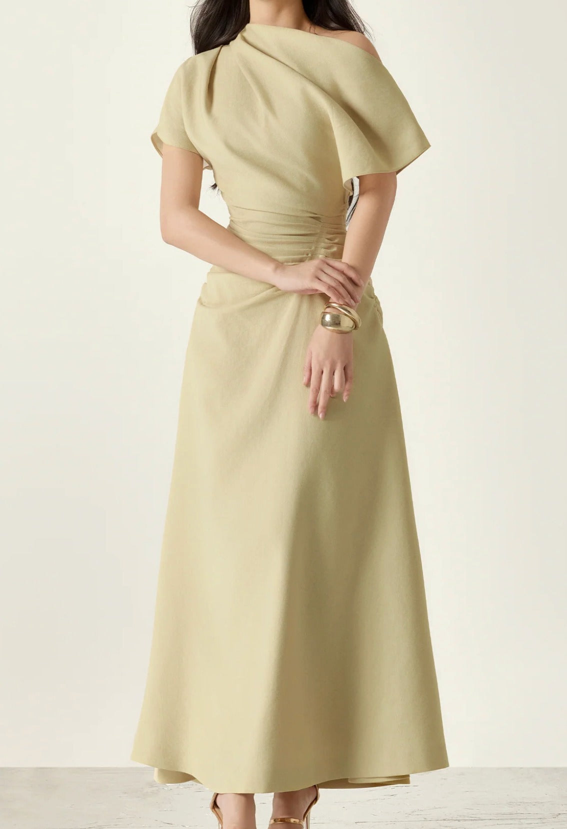 Rora Asymmetric Ruch Maxi Dress