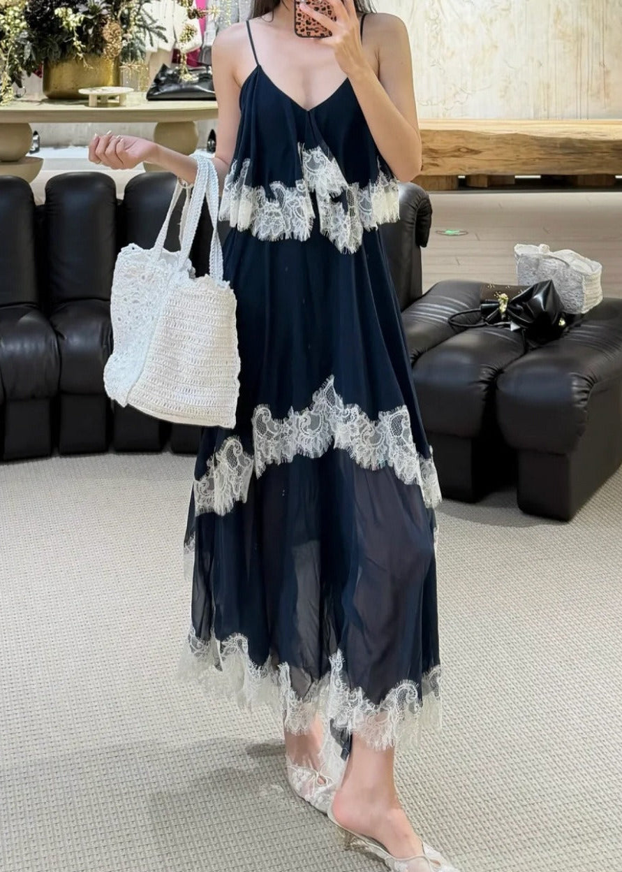 Hacer Lace Tiered Maxi Dress