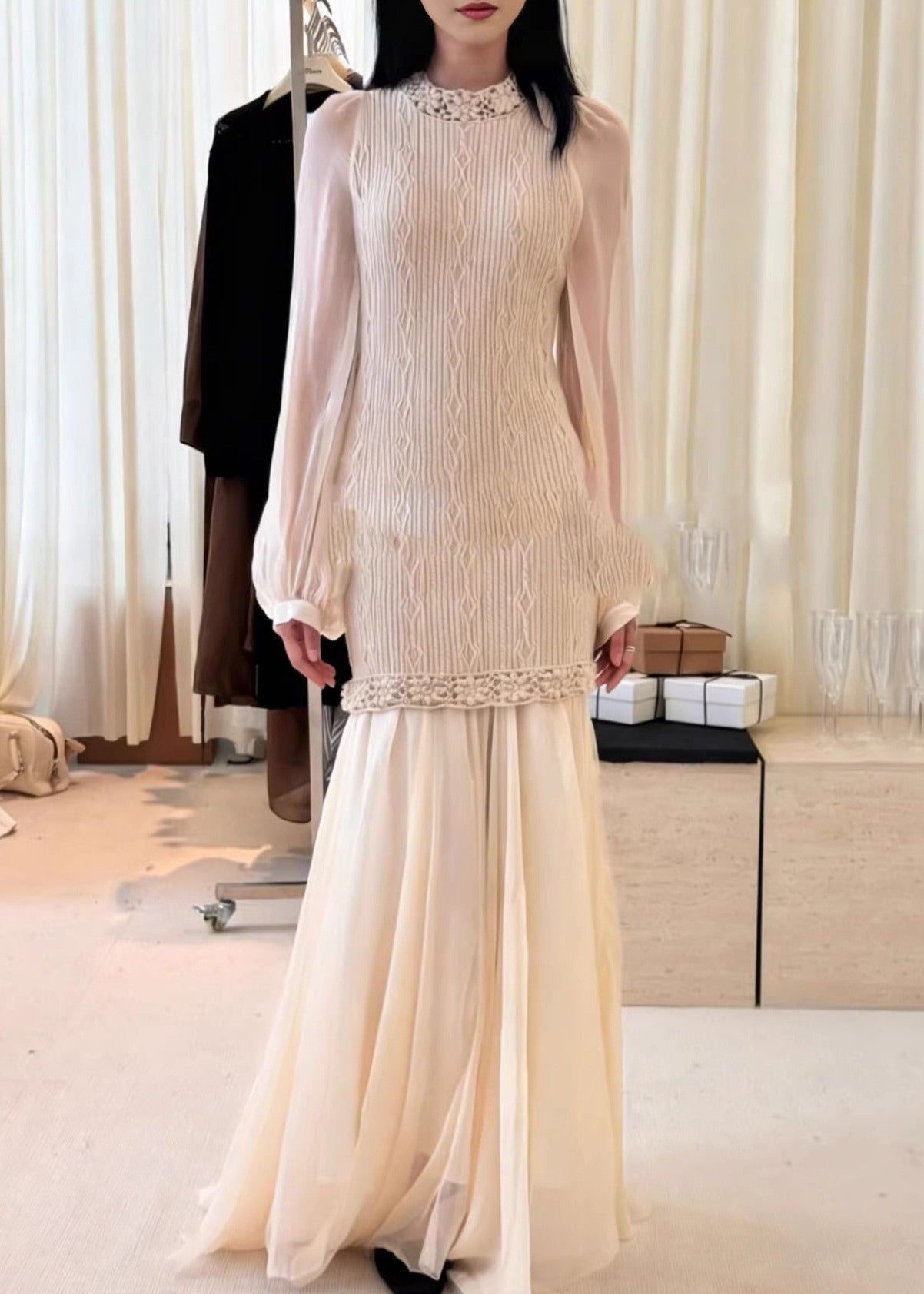 Esme Crochet Mesh Maxi Dress