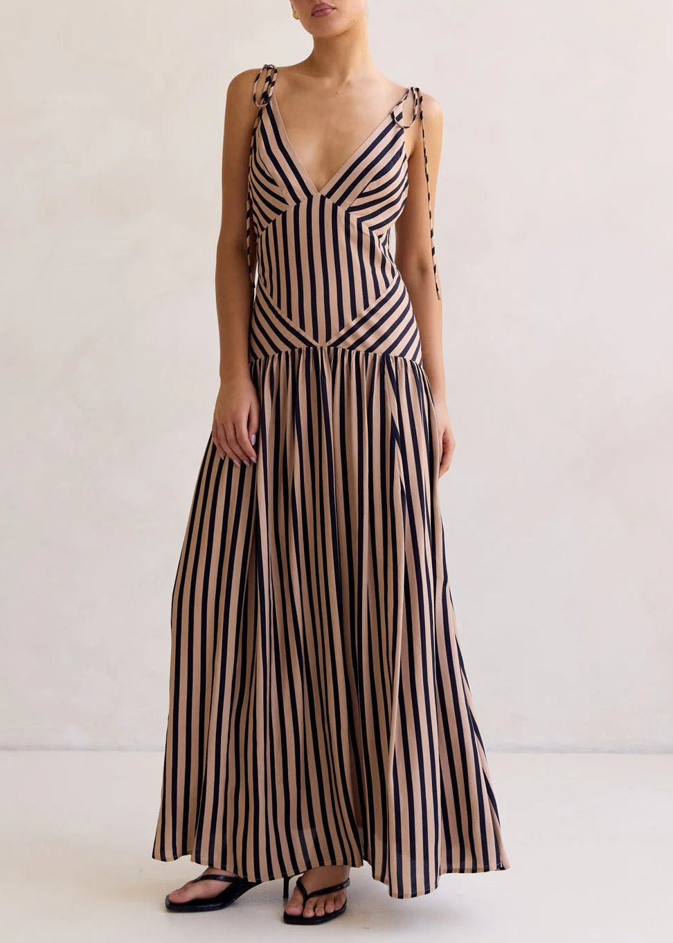 Filimena V Neck Stripe Maxi Dress
