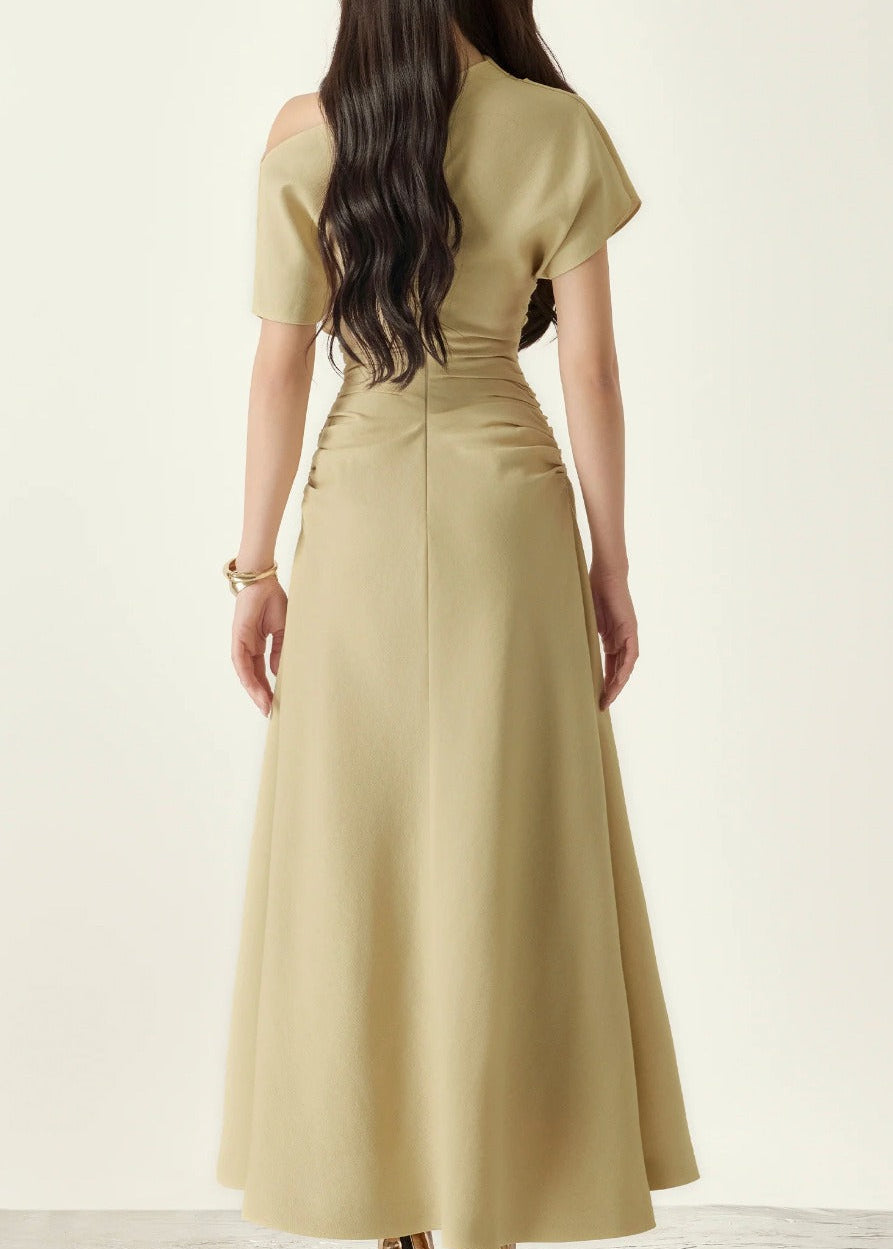 Rora Asymmetric Ruch Maxi Dress