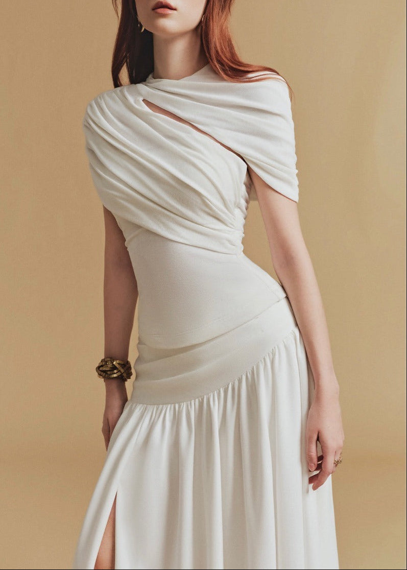 Feidlimid Asymmetric Cutout Ruch Skirt Set
