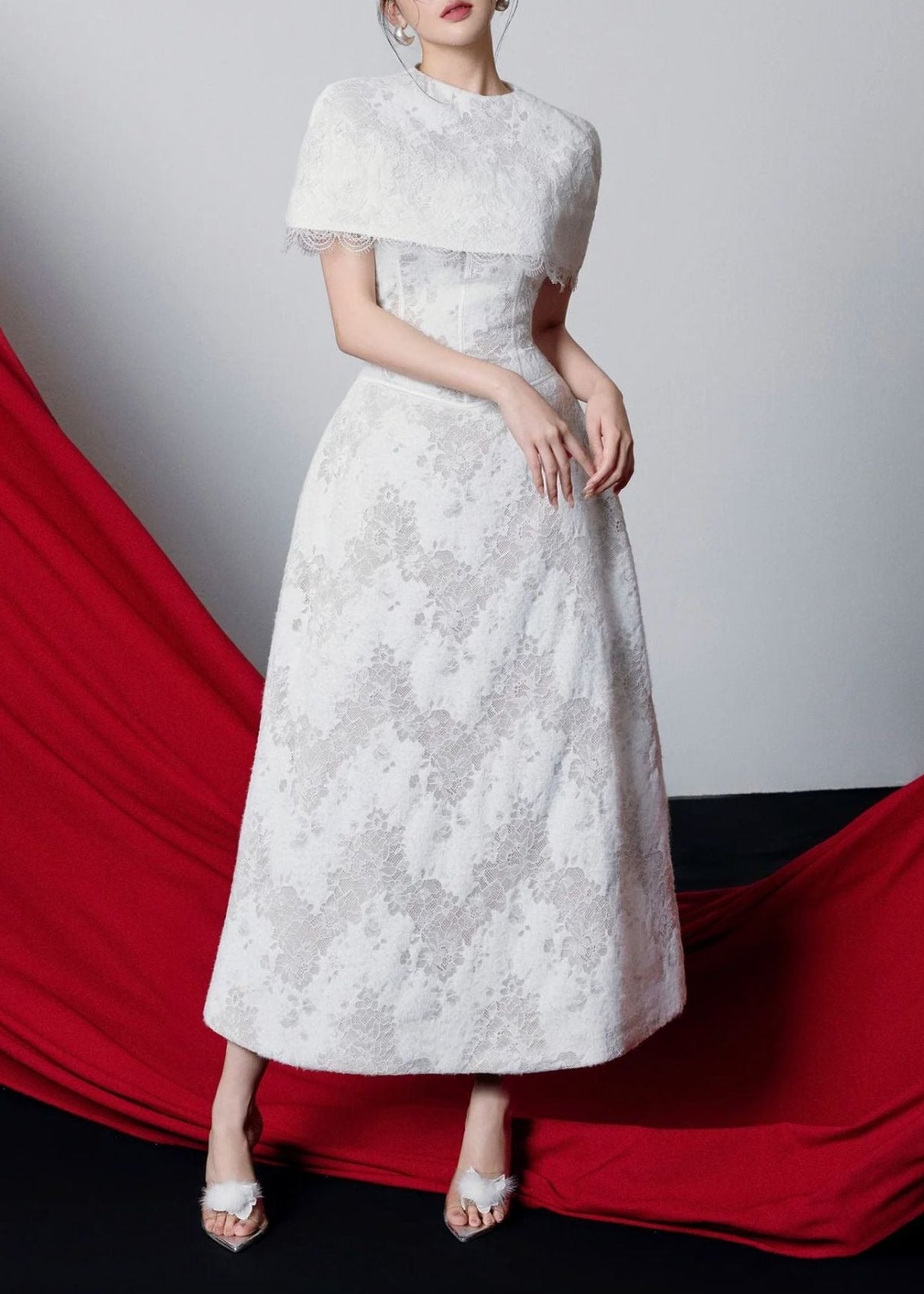 Girish Shawl Lace Maxi Dress