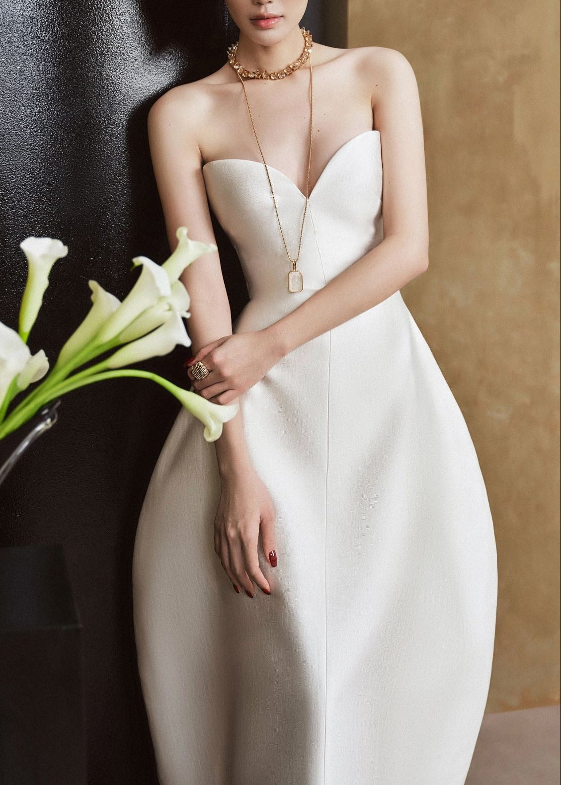 Girma Strapless Satin Maxi Dress