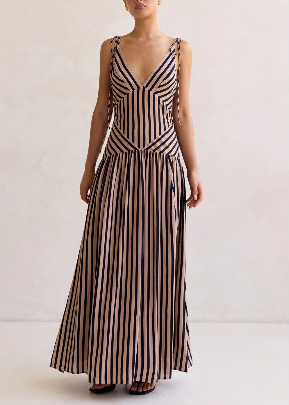 Filimena V Neck Stripe Maxi Dress