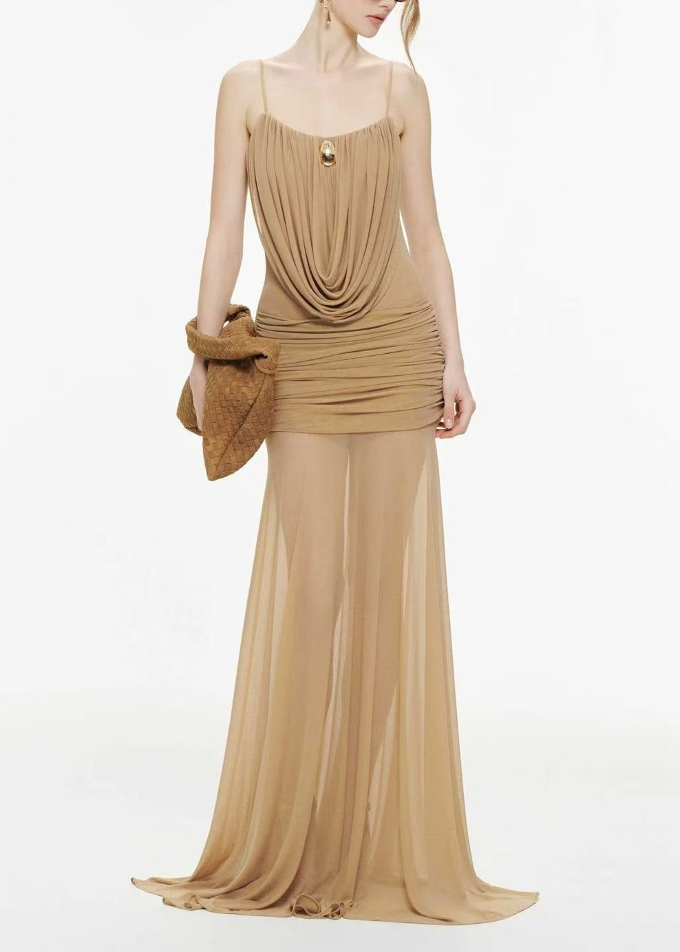 Kaatib Spaghetti Draped Maxi Dress