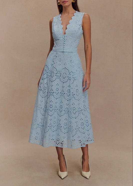 Jayant Plunge Cutout Midi Dress In Blue
