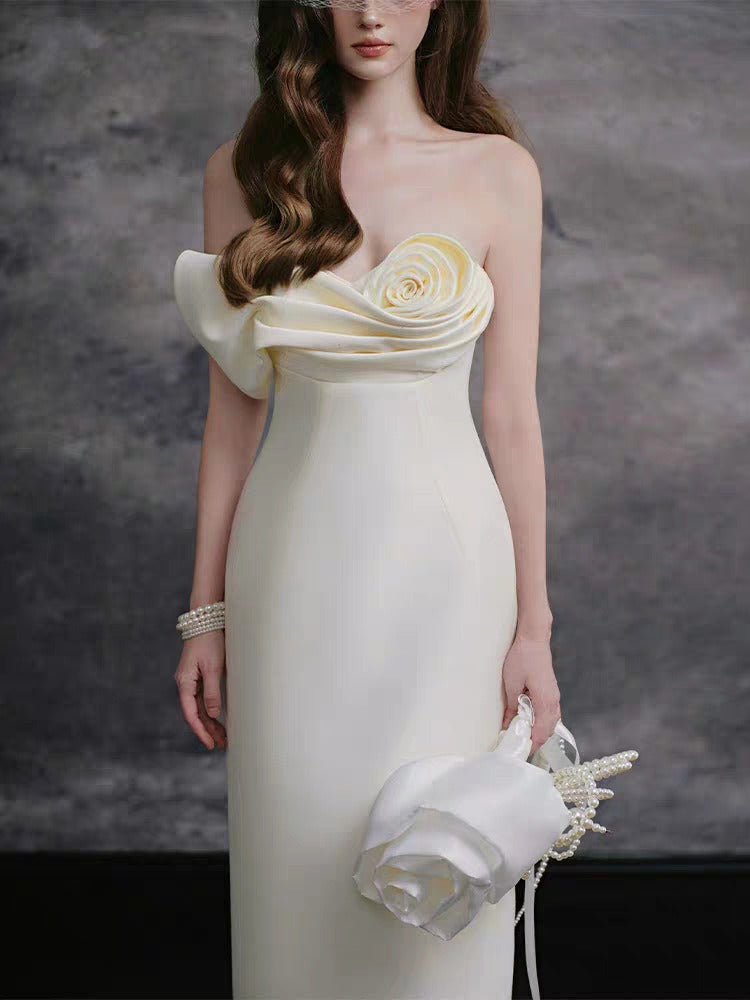 Herkus Strapless Flower Maxi Dress