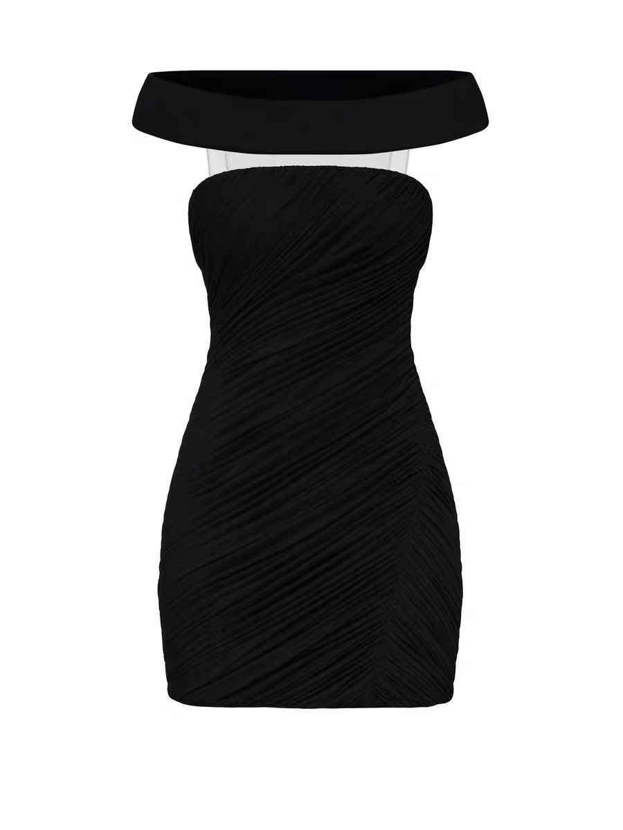 Hereweald Off Shoulder Mini Dress In Black