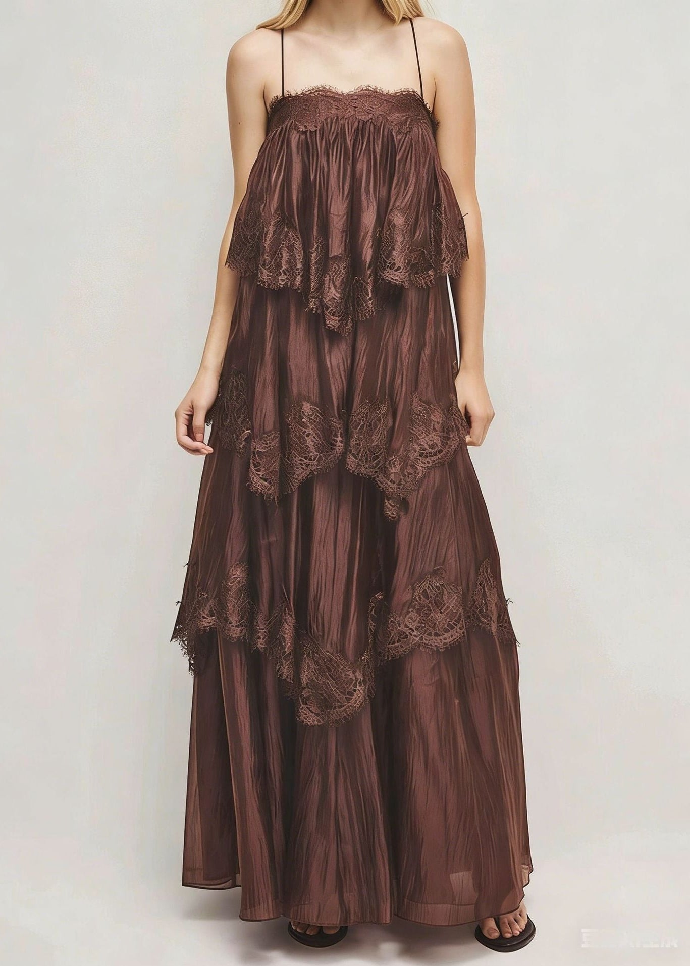 Elric Spaghetti Lace Maxi Tiered Dress