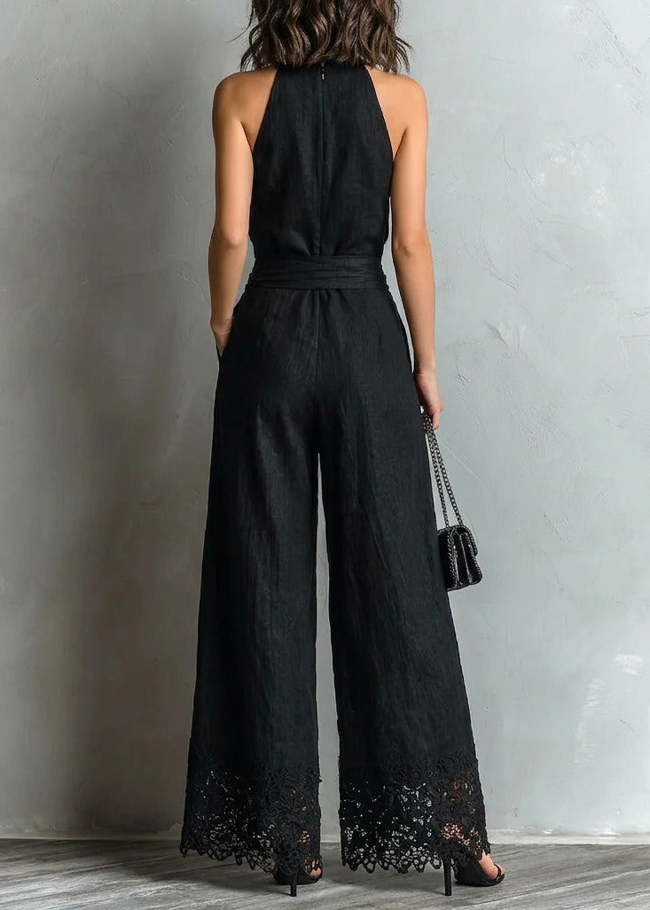 Hershel Sleeveless Lace Pants Set