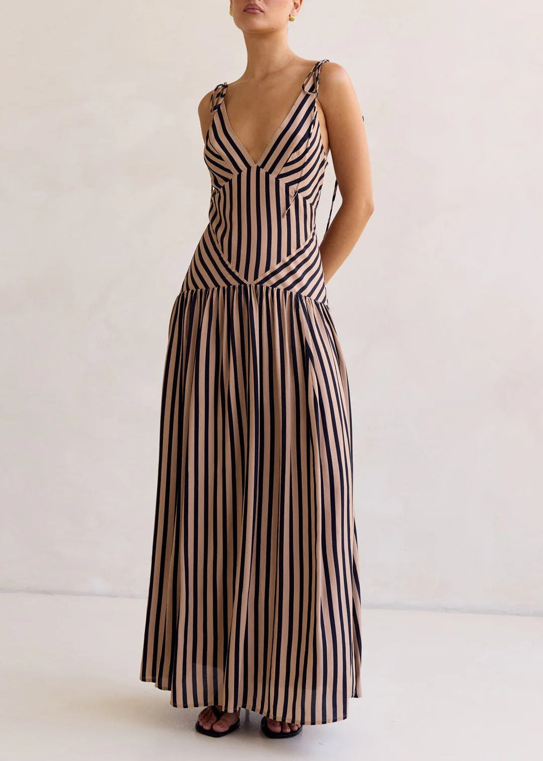 Filimena V Neck Stripe Maxi Dress
