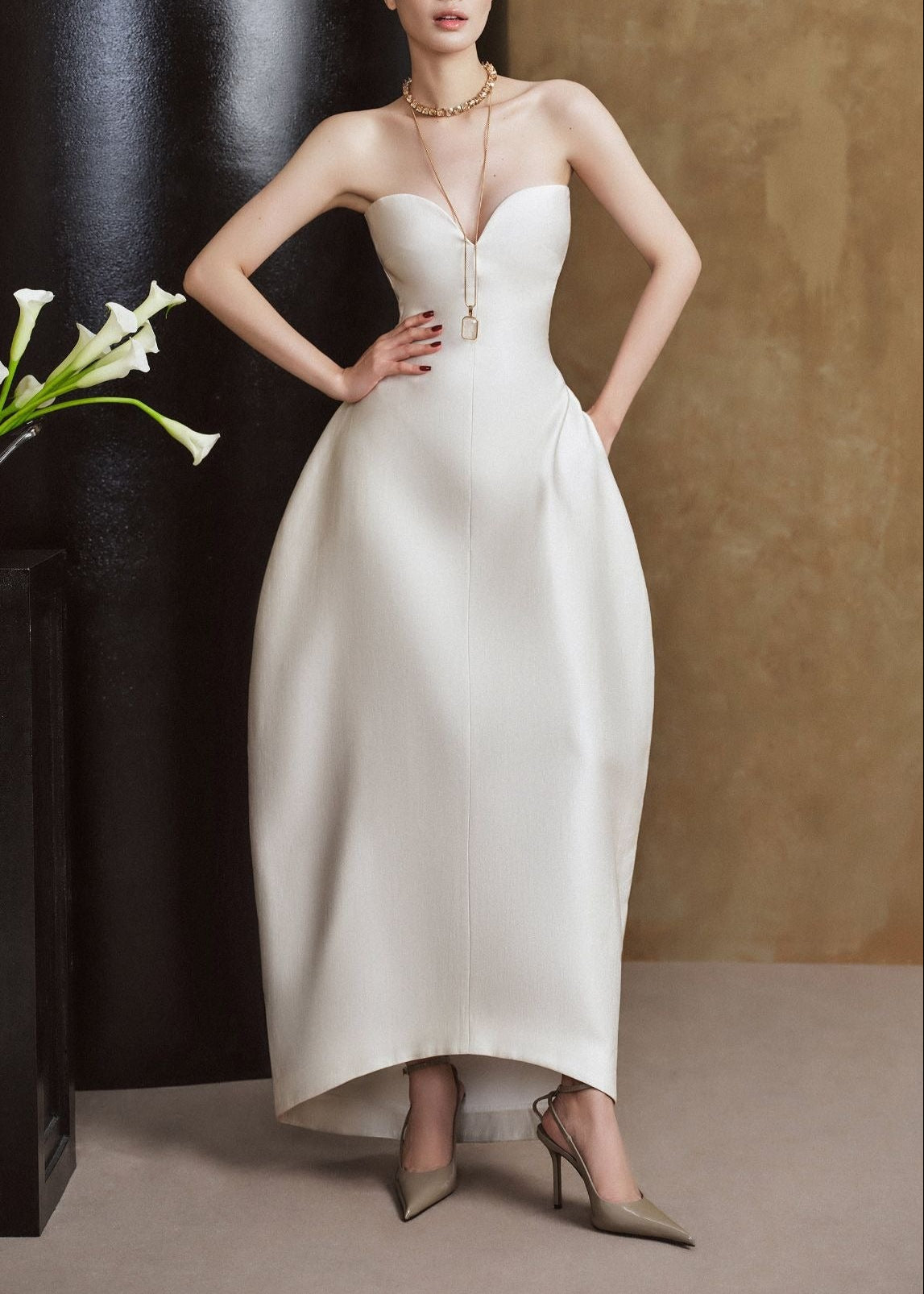 Girma Strapless Satin Maxi Dress