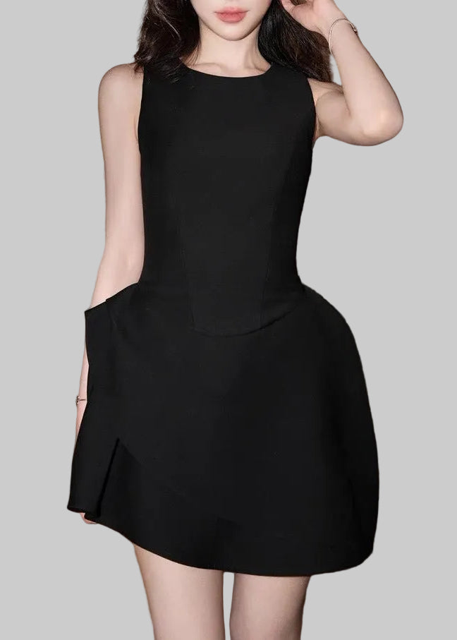 Dzsenifer Sleeveless Asymmetric Mini Dress In Black