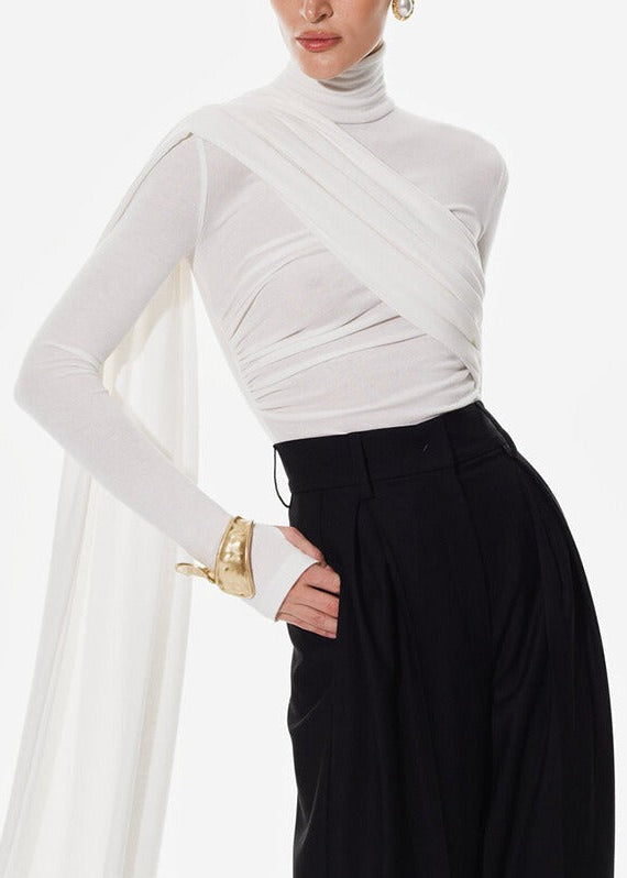 Emygdius Asymmetric Fringe Mesh Top