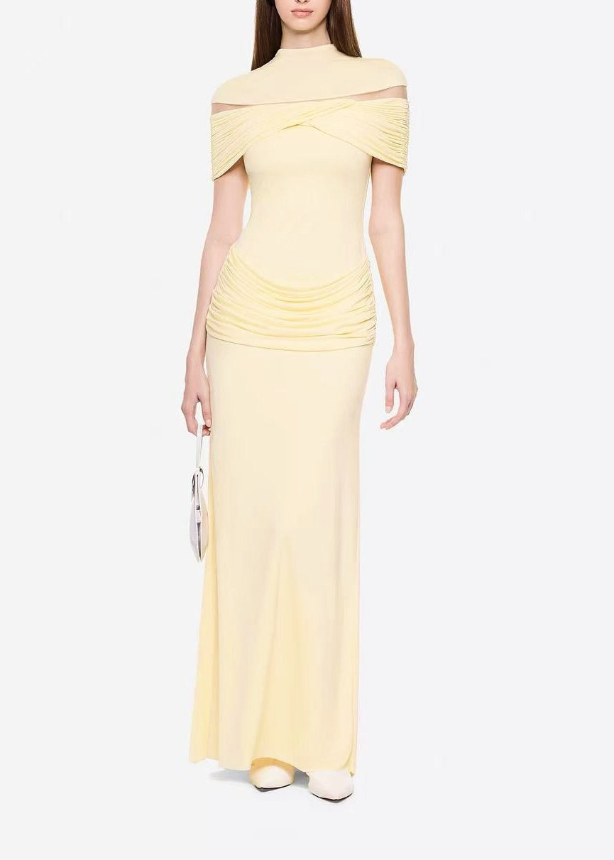 Ferreolus Ruch Mesh Maxi Dress In Yellow