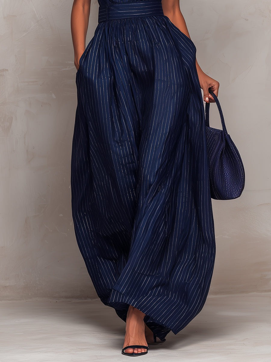 Heraclitus Sleeveless Cutout Stripe Jumpsuit