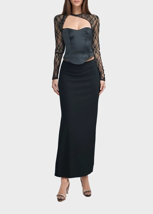 Epaphroditus Asymmetric Cutout Lace Top