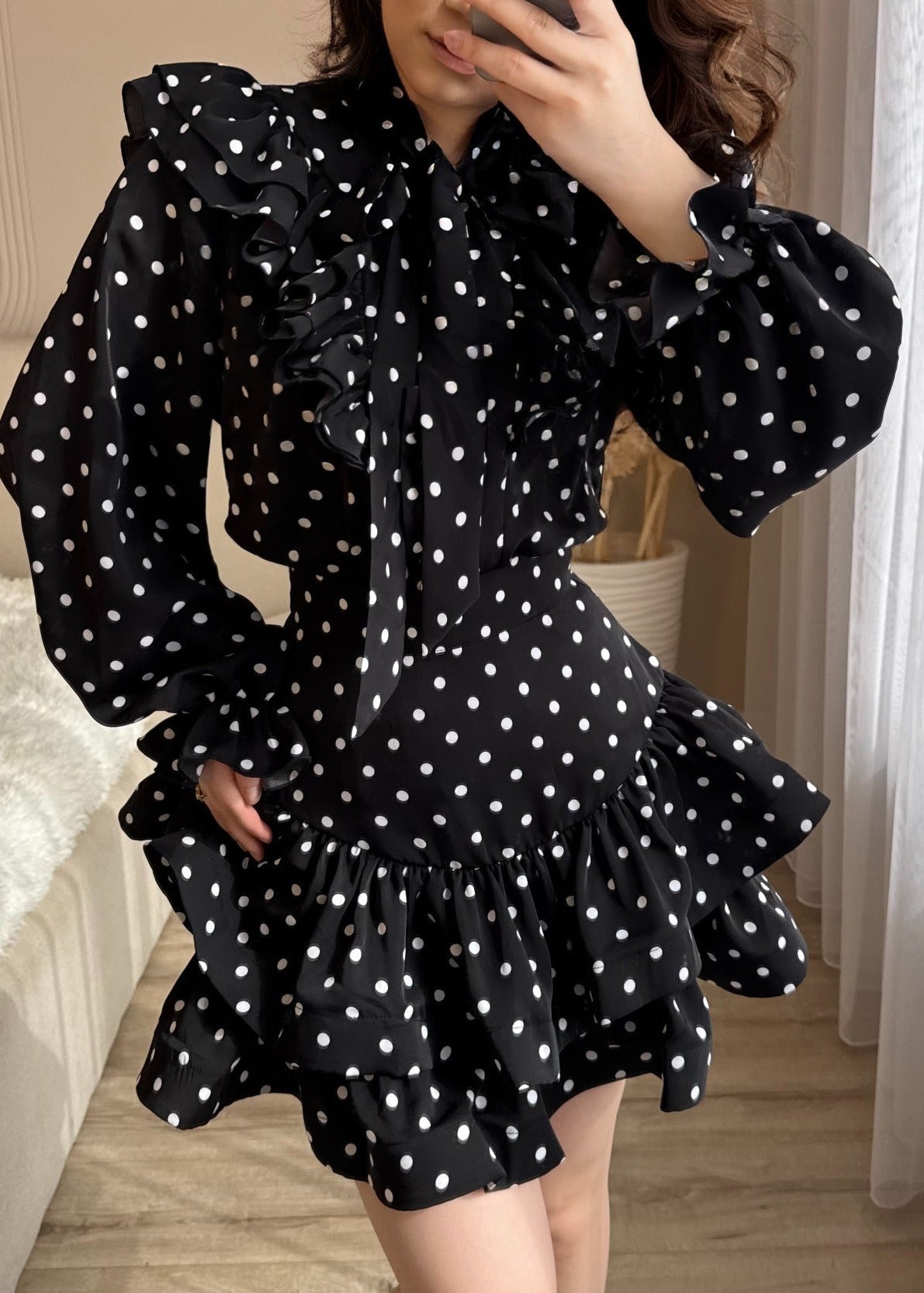 Florinda Dot Ruffle Mini Dress