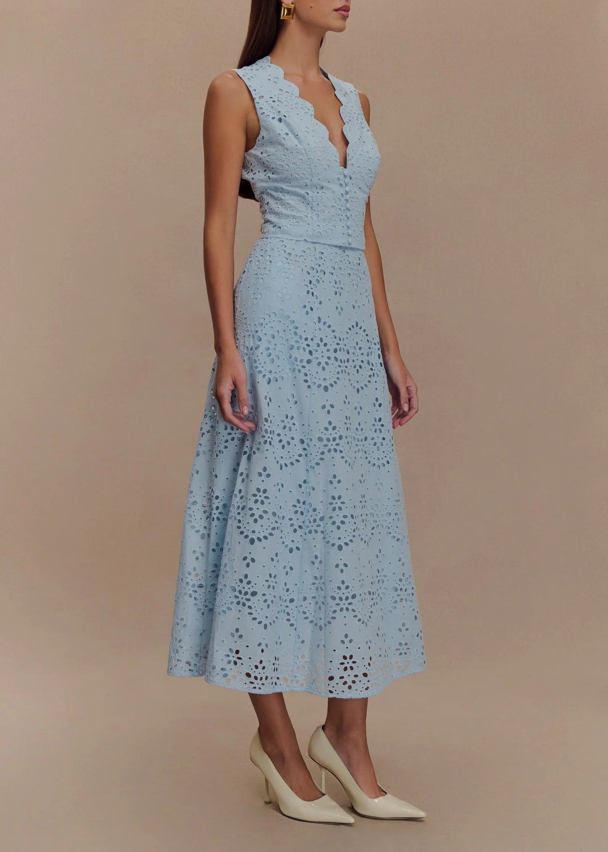 Jayant Plunge Cutout Midi Dress In Blue