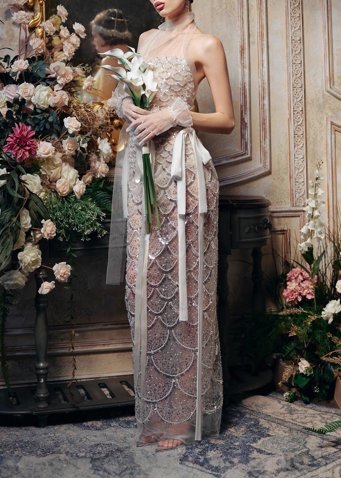 Ilkay Halter Neck Sequin Maxi Dress