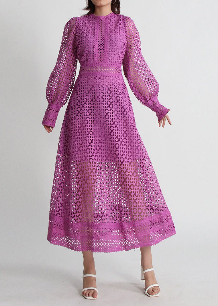 Erkenaz Cutout Pleated Midi Dress In Purple