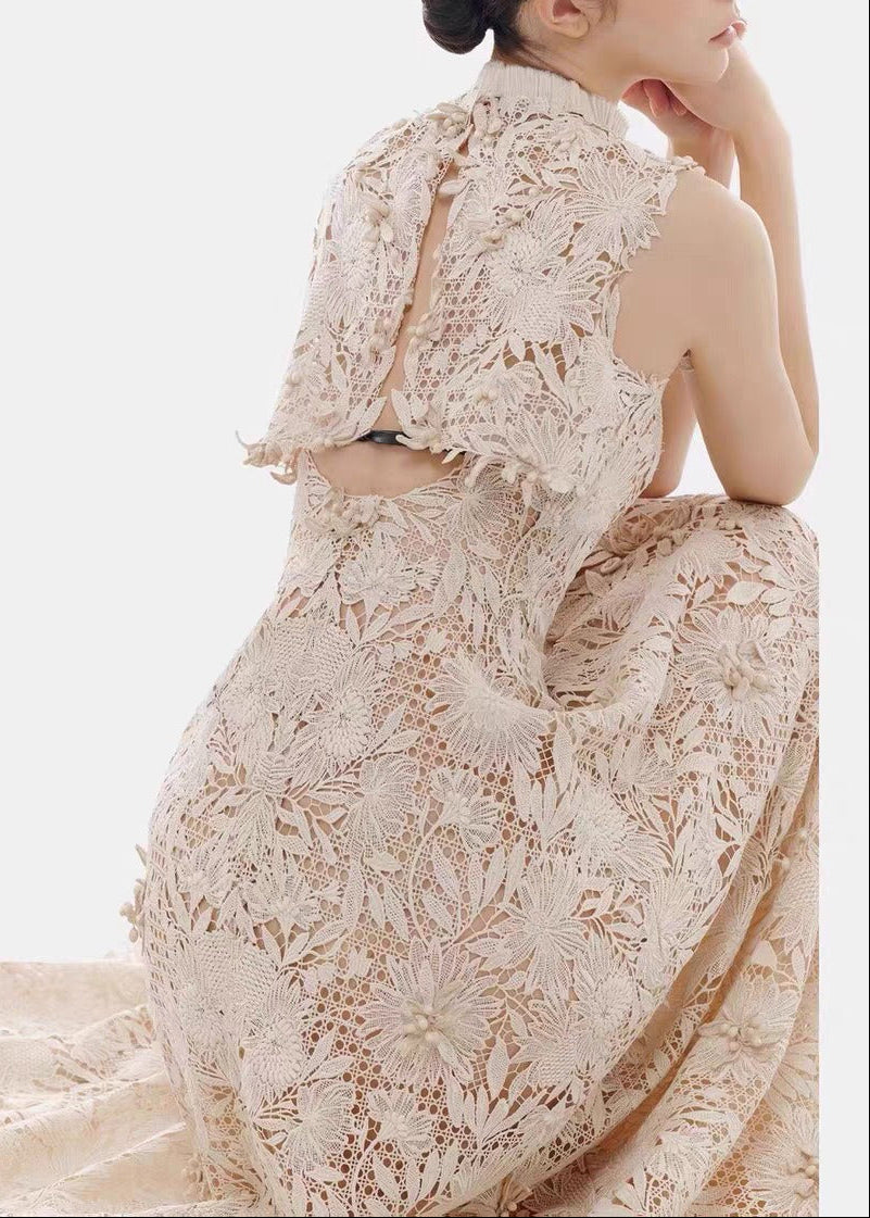 Kahikilani Sleeveless Floral Lace Maxi Dress