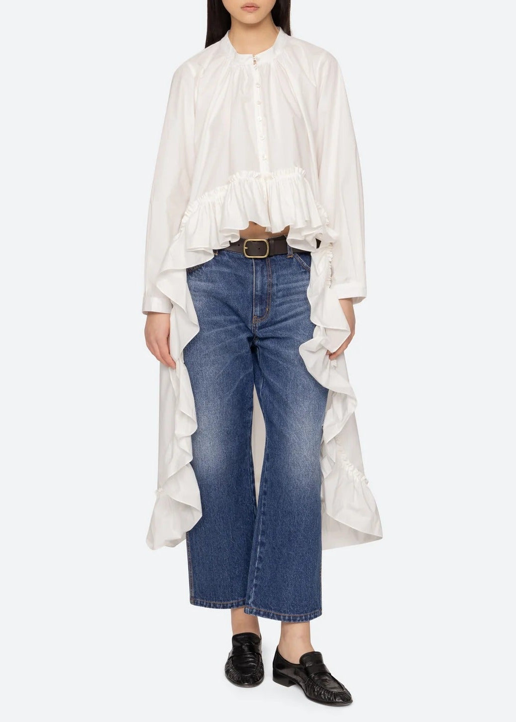 Eslam Ruffle High Low Shirt