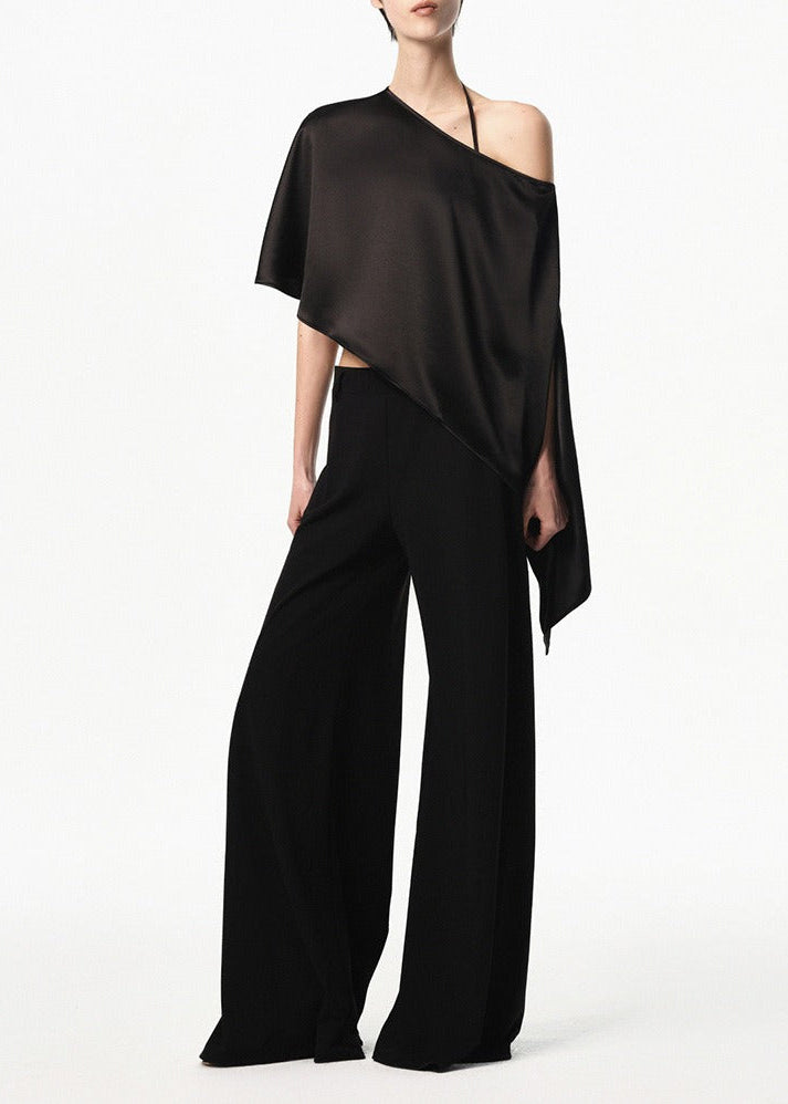 Hadar Satin Asymmetric Top In Black