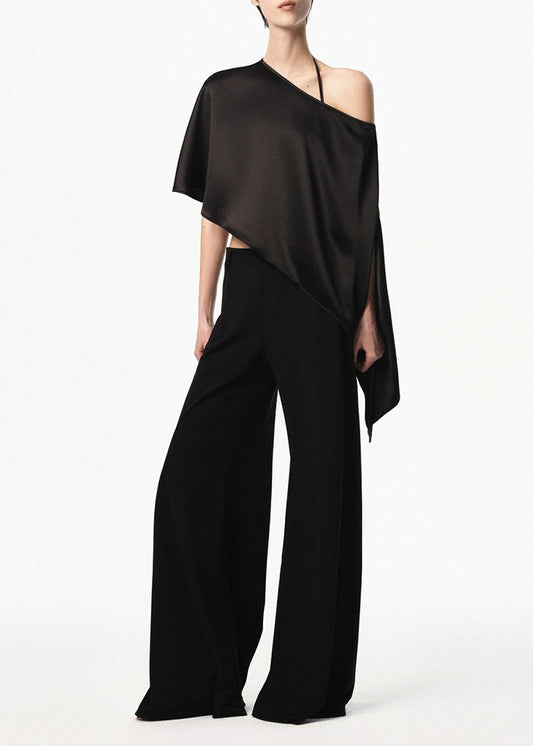 Hadar Satin Asymmetric Top In Black