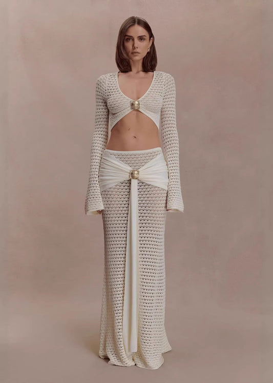 Henar Crop Cutout Skirt Set