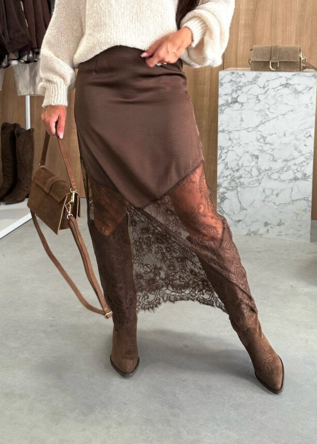 Erekle Lace Silky Maxi Skirt