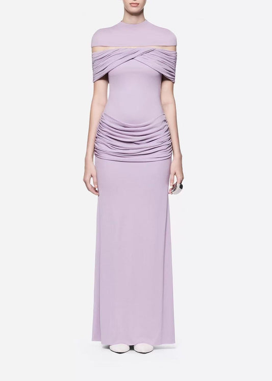 Ferreolus Ruch Mesh Maxi Dress In Purple