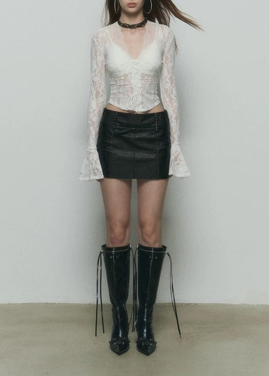 Festim Bell Sleeve Lace Top In White