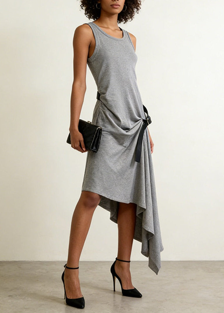 Henrik Sleeveless Asymmetric Knit Midi Dress